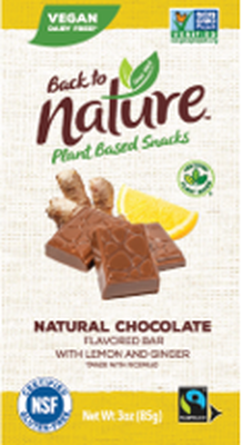 BACK TO NATURE: Natural Chocolate Bar Flavored With Lemon and Ginger, 3 oz