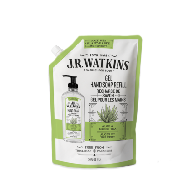 WATKINS: Aloe and Green Tea Gel Hand Soap Refill, 34 fo