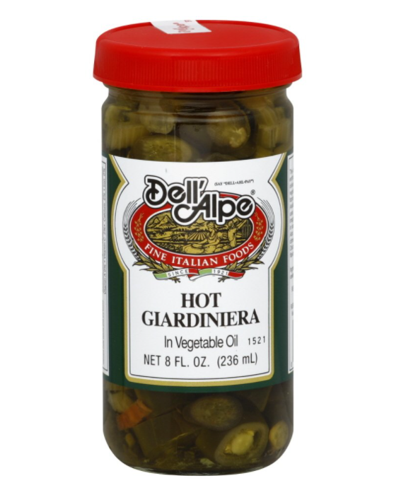 DELL ALPE: Hot Giardiniera In Vegetable Oil, 8 oz