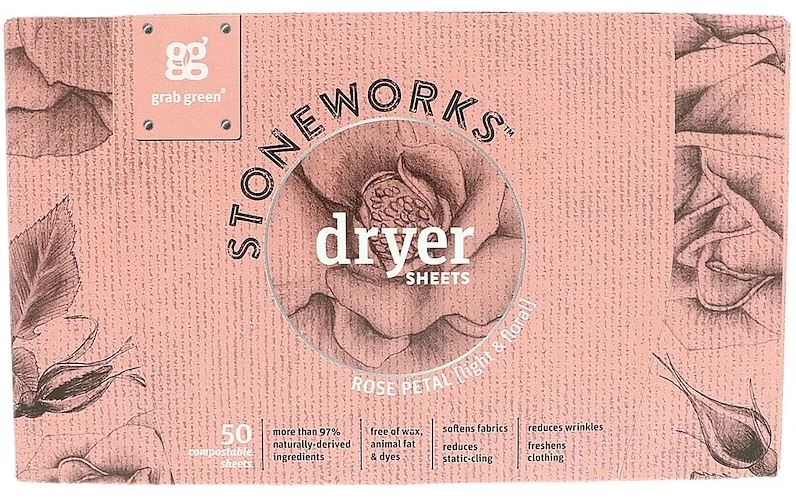 GRABGREEN: Dryer Sheets Rose Petal, 50 pk