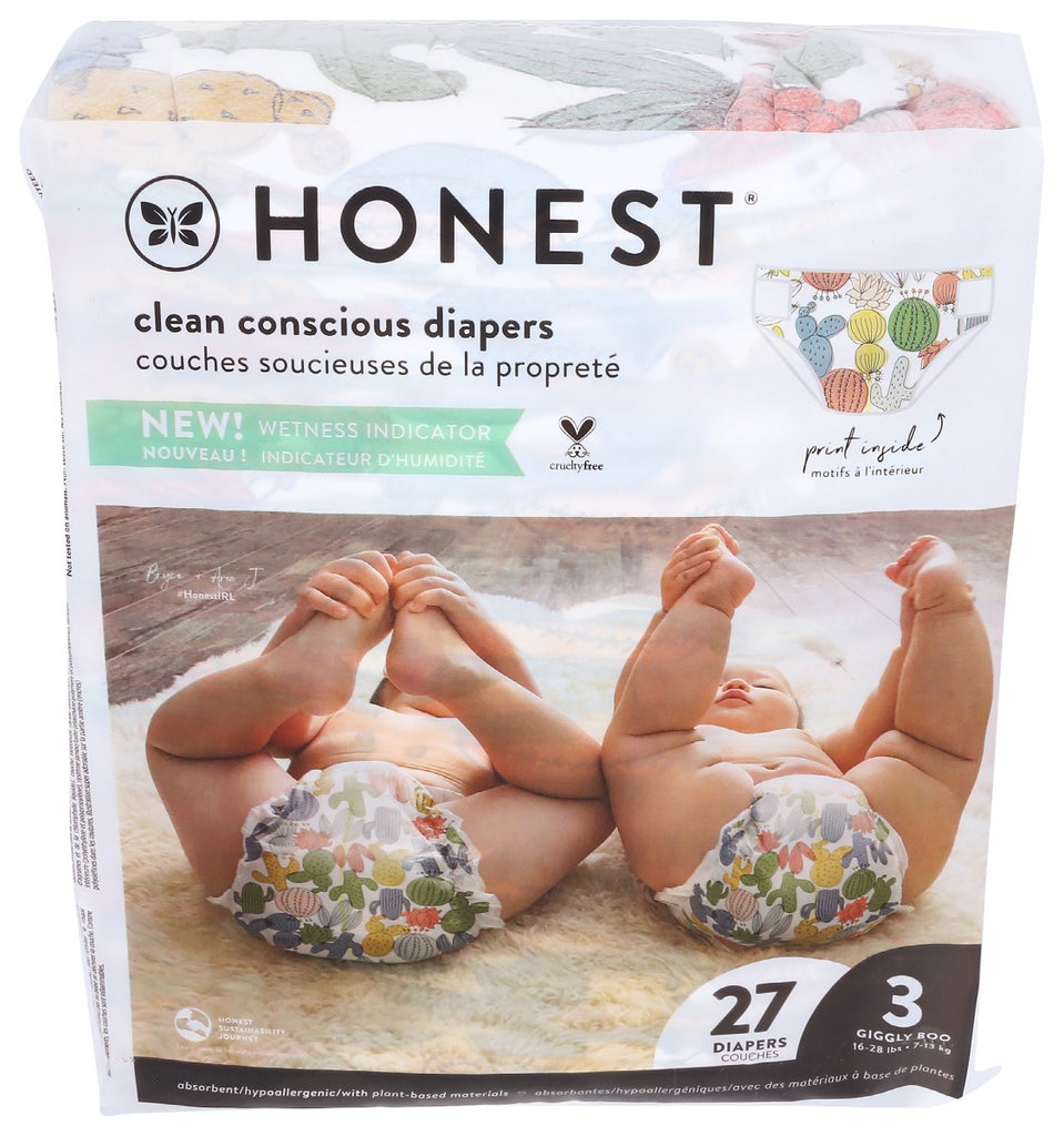 THE HONEST COMPANY: Clean Conscious Cactus Cuties Diapers Size 3, 27 pk