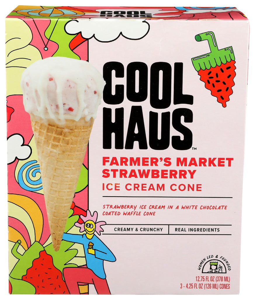 COOLHAUS: Farmers Market Strawberry Ice Cream Cones, 12.75 oz