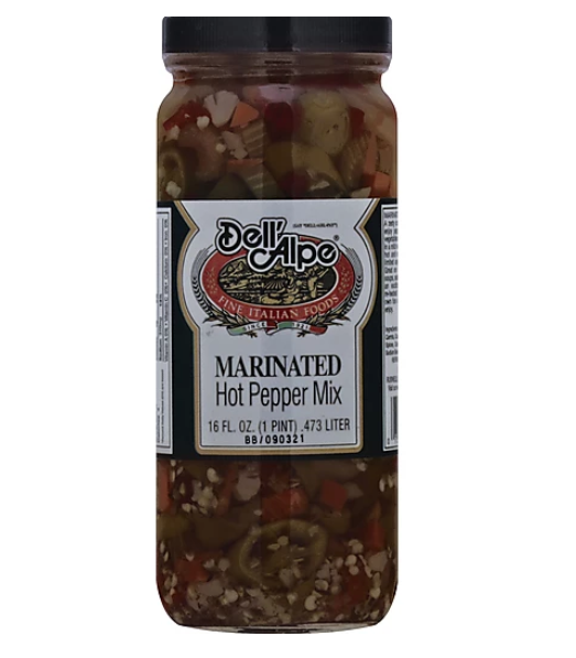 DELL ALPE: Marinated Hot Pepper Mix, 16 fo