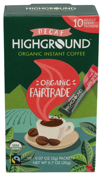 HIGHGROUND: Decaf Instant Coffee Stick 10 Count, 0.7 oz