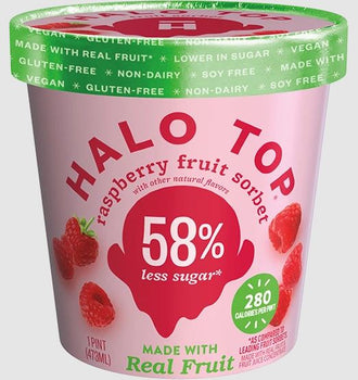 HALO TOP: Raspberry Fruit Sorbet Pint, 16 fo