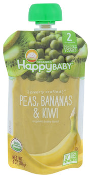 HAPPY BABY: Peas Bananas and Kiwi Pouch, 4 oz