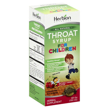 HERBION NATURALS: Syrup Kids Throat Cherry, 5 fo