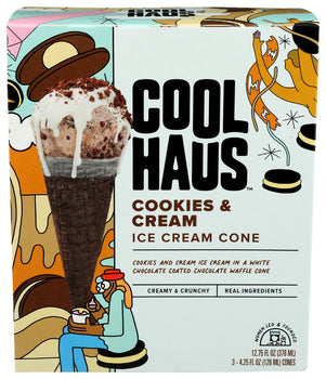 COOLHAUS: Cookies and Cream Ice Cream Cones, 12.75 oz