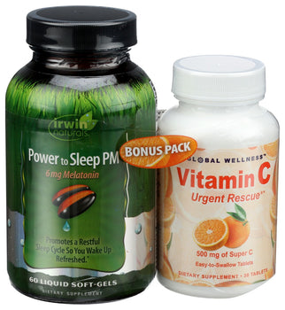 IRWIN NATURALS: Power To Sleep 6mg Plus Vitamin C Bonus Pack, 1 ea