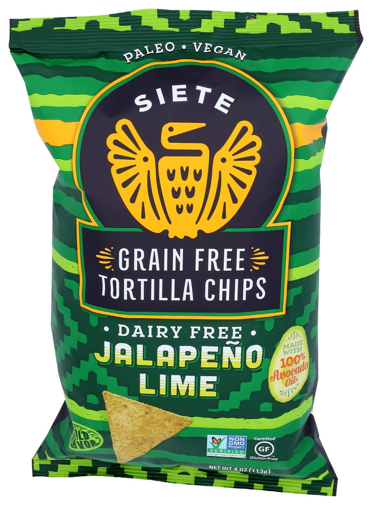 SIETE: Jalapeno Lime Grain Free Tortilla Chips, 4 oz