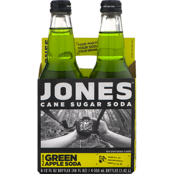 JONES: Green Apple Cane Sugar Soda 4Pack, 48 fo