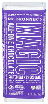 DR BRONNER: Salted Dark Chocolate Bar, 3 oz