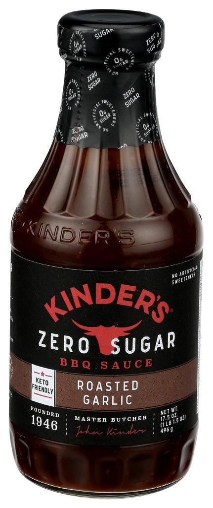 KINDERS: Zero Sugar Roasted Garlic Bbq Sauce, 17.5 oz