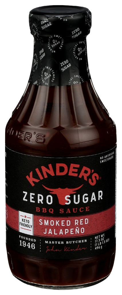 KINDERS: Zero Sugar Smoked Red Jalapeno Bbq Sauce, 17.5 oz