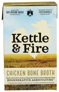 KETTLE AND FIRE: Regenerative Agriculture Chicken Bone Broth, 16.9 oz