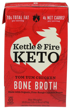 KETTLE AND FIRE: Tom Yum Chicken Broth, 16.9 oz