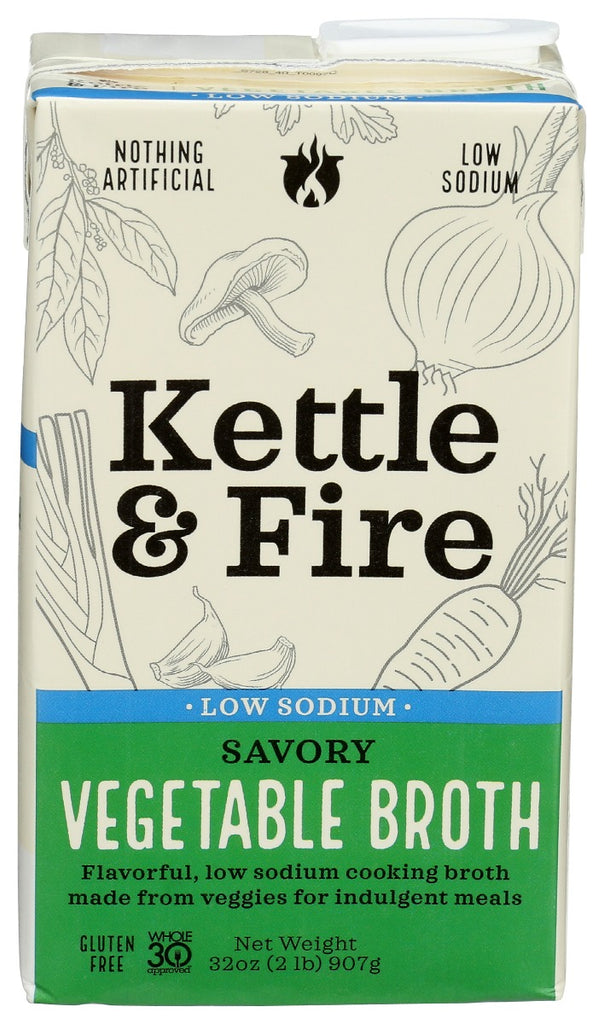 KETTLE AND FIRE: Vegetable Low Sodium Broth, 32 oz