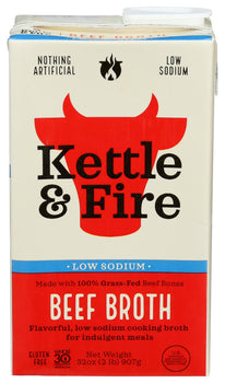 KETTLE AND FIRE: Low Sodium Beef Cooking Broth, 32 oz