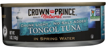 CROWN PRINCE NATURAL: Tongol Tuna in Spring Water No Salt Added, 5 oz