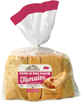 DEL REAL FOODS: Pork in Red Sauce Tamales, 24 oz