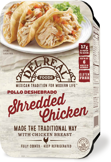 DEL REAL FOODS: Pollo Deshebrado Shredded Chicken, 16 oz