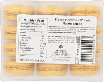 DUVERGER: French Macarons Lemon, 72 pc