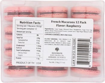 DUVERGER: French Macarons Raspberry, 72 pc