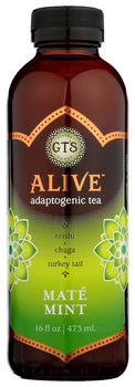 GTS LIVING FOODS: Alive Adaptogenic Tea Mate Mint, 16 oz