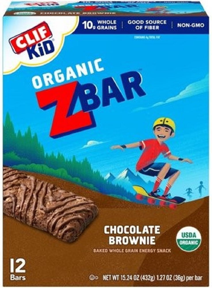 CLIF KID: ZBar Chocolate Brownie 12 Bars, 15.24 oz