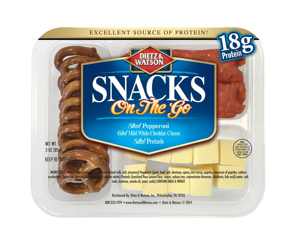 DIETZ AND WATSON: Snacks on the Go Pepperoni and Cheddar Cheese with Pretzels, 3 oz