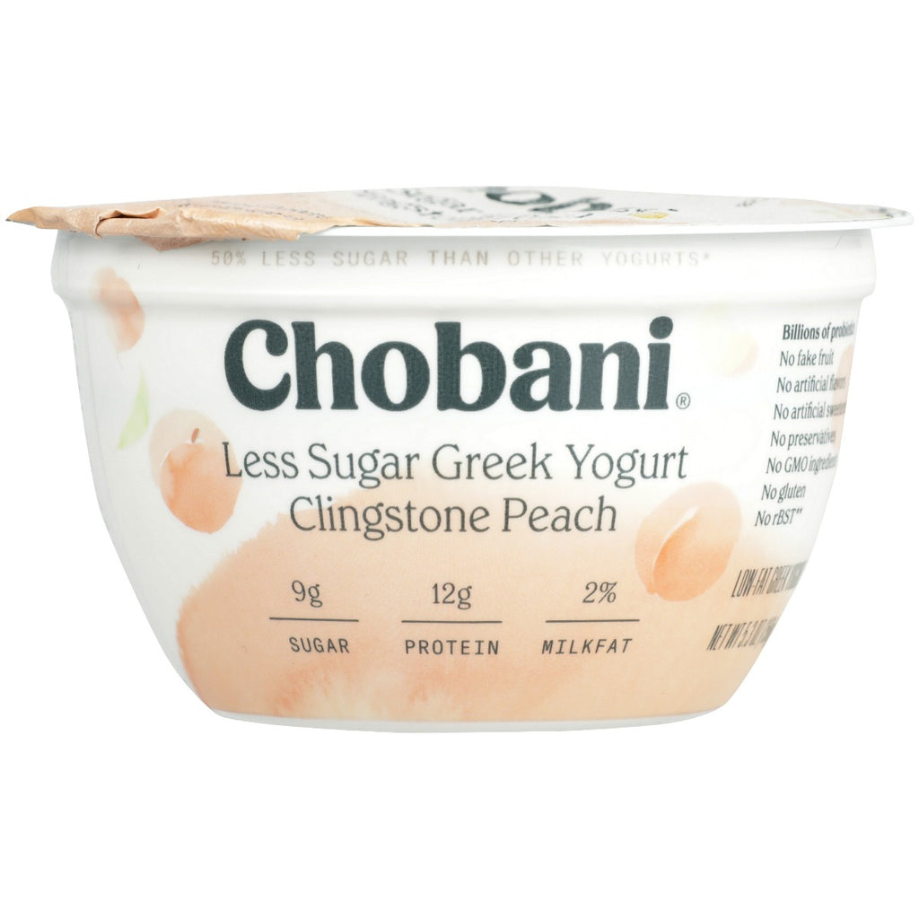 CHOBANI: Less Sugar Greek Yogurt Clingstone Peach, 5.30 oz