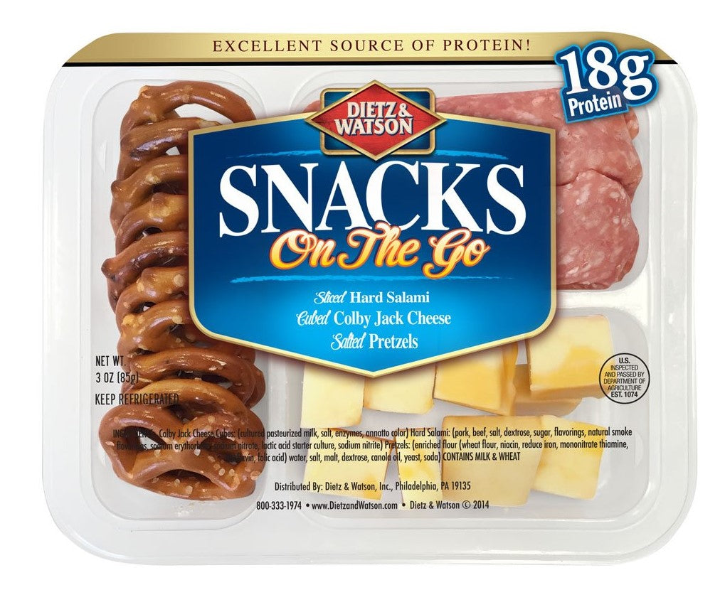 DIETZ AND WATSON: Snacks on the Go Hard Salami and Colby Jack Cheese with Pretzels, 3 oz