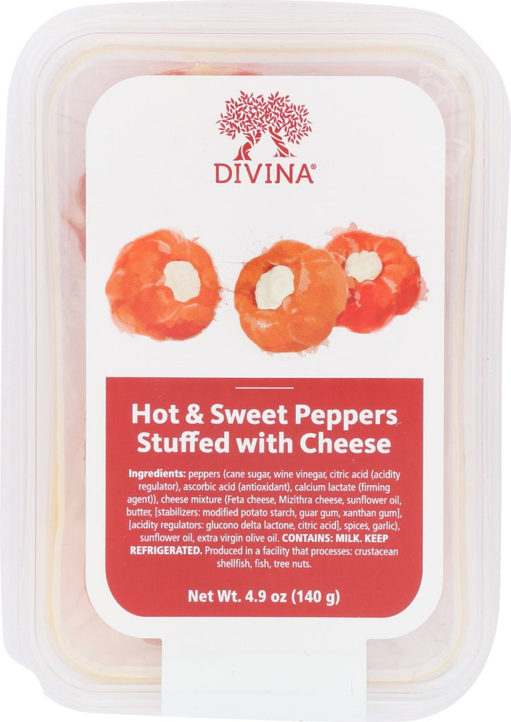 DIVINA: Hot and Sweet Peppers Stuffed with Cheese, 4.90 oz