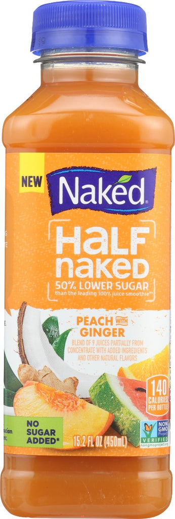 NAKED JUICE: Fruit Smoothie with 50% Lower Sugar Peach with Ginger, 15.20 oz