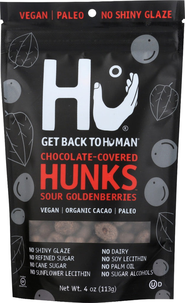 HU: Chocolate Covered Hunks Sour Golden Berries, 4 oz