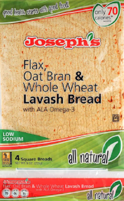 JOSEPHS: All Natural Flax, Oatbran and Whole Wheat Lavash Bread, 9 oz