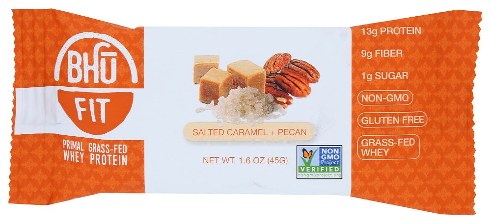 BHU FOODS: Salted Caramel + Pecan Bar, 45 gm