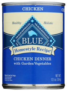 BLUE BUFFALO: Homestyle Recipe Adult Dog Food Chicken Dinner with Garden Vegetables, 12.50 oz