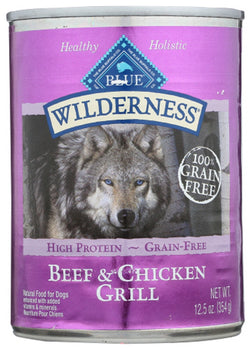 BLUE BUFFALO: Wilderness Adult Dog Food Beef and Chicken Grill, 12.50 oz