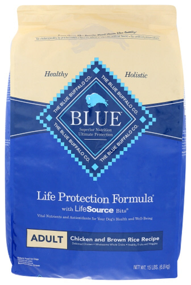 BLUE BUFFALO: Life Protection Formula Adult Dog Food Chicken and Brown Rice Recipe, 15 lb