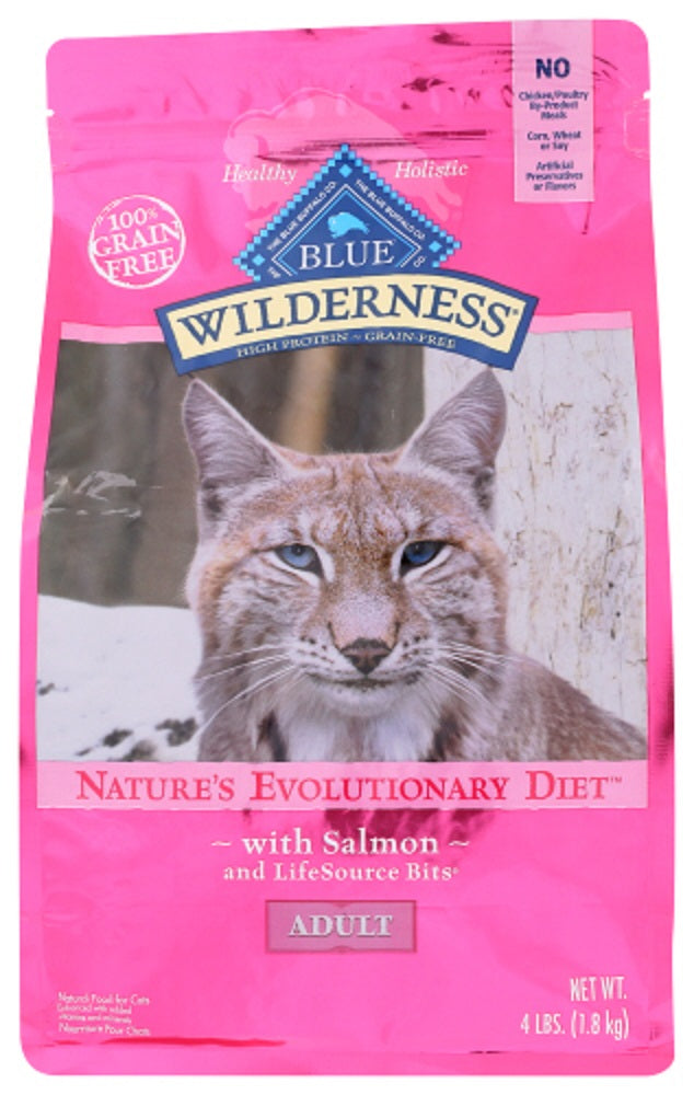 BLUE BUFFALO: Wilderness Adult Cat Food Salmon Recipe, 4 lb