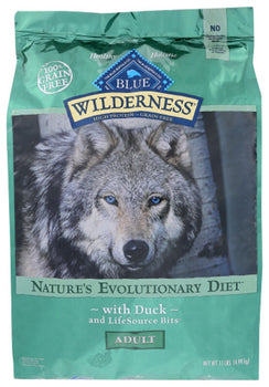 BLUE BUFFALO: Wilderness Adult Dog Food Duck Recipe, 11 lb