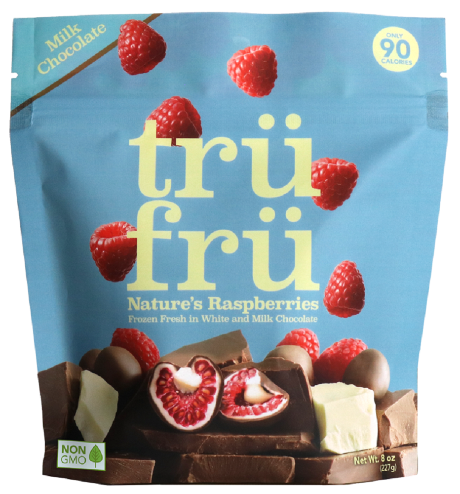 TRU FRU: Nature's Raspberries Hyper-Chilled in White and Milk Chocolate, 8 oz