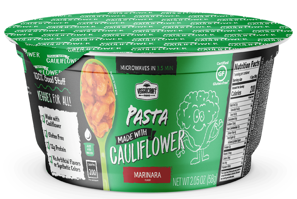 VEGGIECRAFT FARMS: Pasta Made with Cauliflower Marinara Cup, 2.05 oz