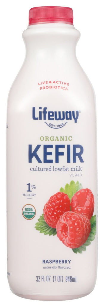 LIFEWAY: Organic Low Fat Kefir Raspberry, 32 oz