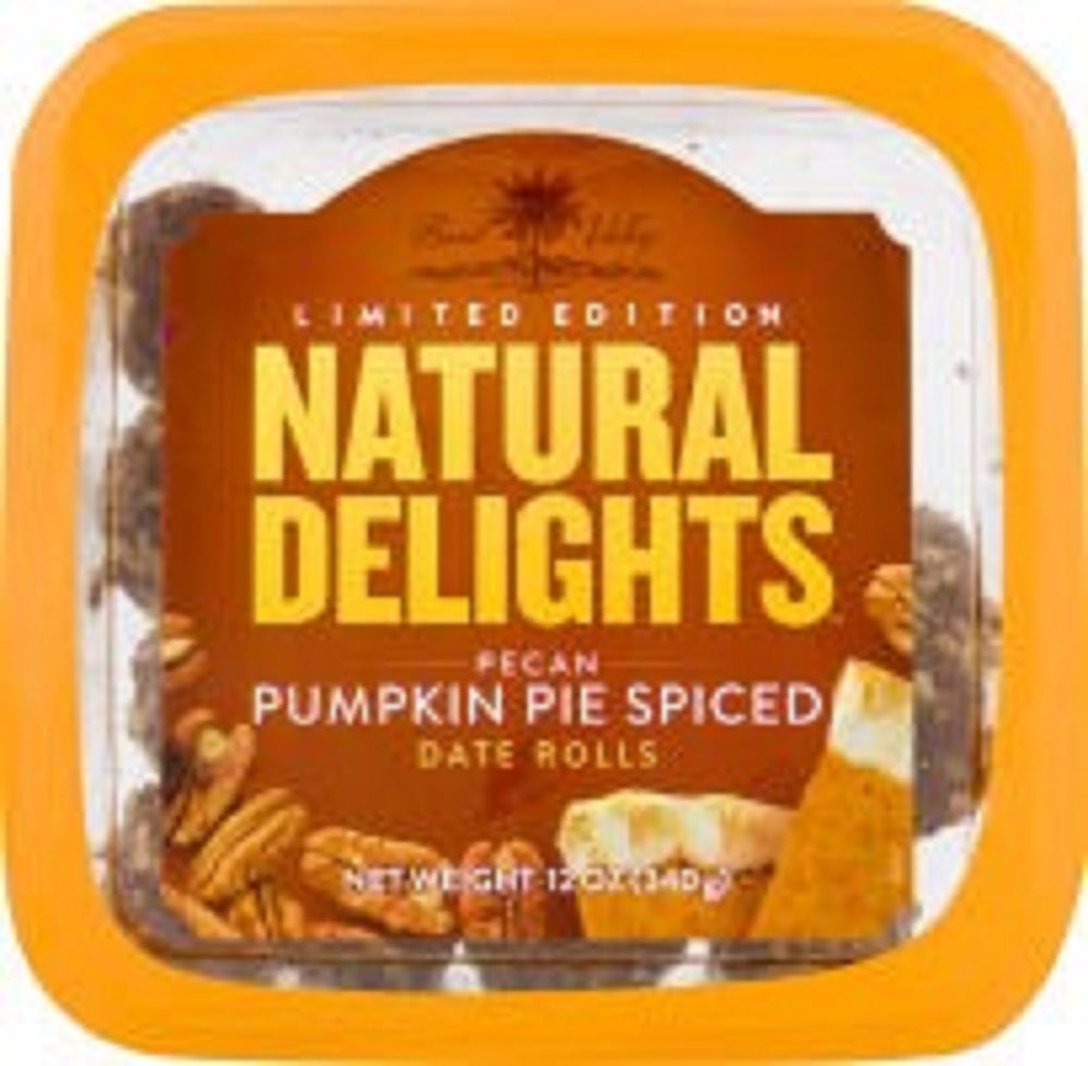 BARD VALLEY NATURAL DELIGHTS: Pecan Pumpkin Pie Spiced Date Rolls, 12 oz