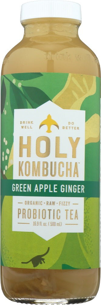 HOLY KOMBUCHA: Green Apple Ginger Probiotic Tea, 16.9 oz