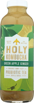 HOLY KOMBUCHA: Green Apple Ginger Probiotic Tea, 16.9 oz