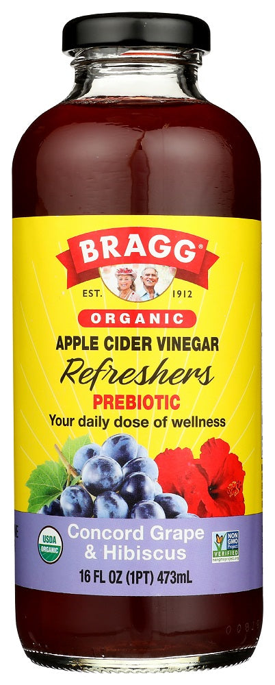 BRAGG: Organic Concord Grape & Hibiscus Apple Cider Vinegar Refreshers, 16 oz