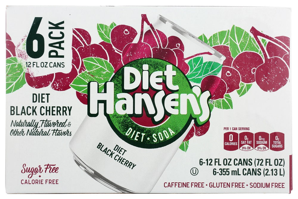 HANSEN'S: Black Cherry Diet Soda, 72 oz